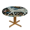 thumbnail image 3 of Orinice Horses Pattern Cross Stitch Round Table Cover Stain Resistant Washable Indoor Outdoor Tablecloth Kitchen Dining Wedding Parties Picnic Camping 100% Polyester Fiber 42-46, 3 of 8