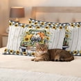 thumbnail image 3 of Green Truck Fall Outdoor Waterproof Pillow Covers, Pumpkins Thanksgiving Botanical Floral Wooden Decorative Rectangle Throw Pillowcase Sofa Cushion Sham for Patio/Couch/Chair, 20"x12" 2 Pack, 3 of 8