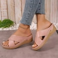 thumbnail image 5 of THDHVS Wedge Sandals for Women,Womens Wedge Sandals,Women's Fashion Casual Leisure Summer New Style Solid Color Hollow Strap Thick Bottom Sandals Lightweight Beach Sandals Wedge Heels Pink 6.5, 5 of 6