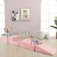 thumbnail image 4 of Costway 5PCS Climb and Crawl Playset with Ball Pit for Kids Zippers for Playroom Pink, 4 of 10