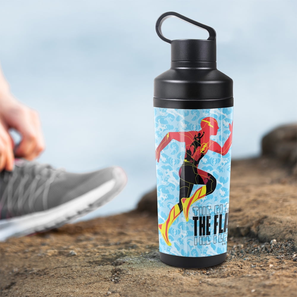 The Flash Official Batman Supergirl Silhouette 18 oz Insulated Water Bottle, Leak Resistant, Vacuum Insulated Stainless Steel with 2-in-1 Loop Cap