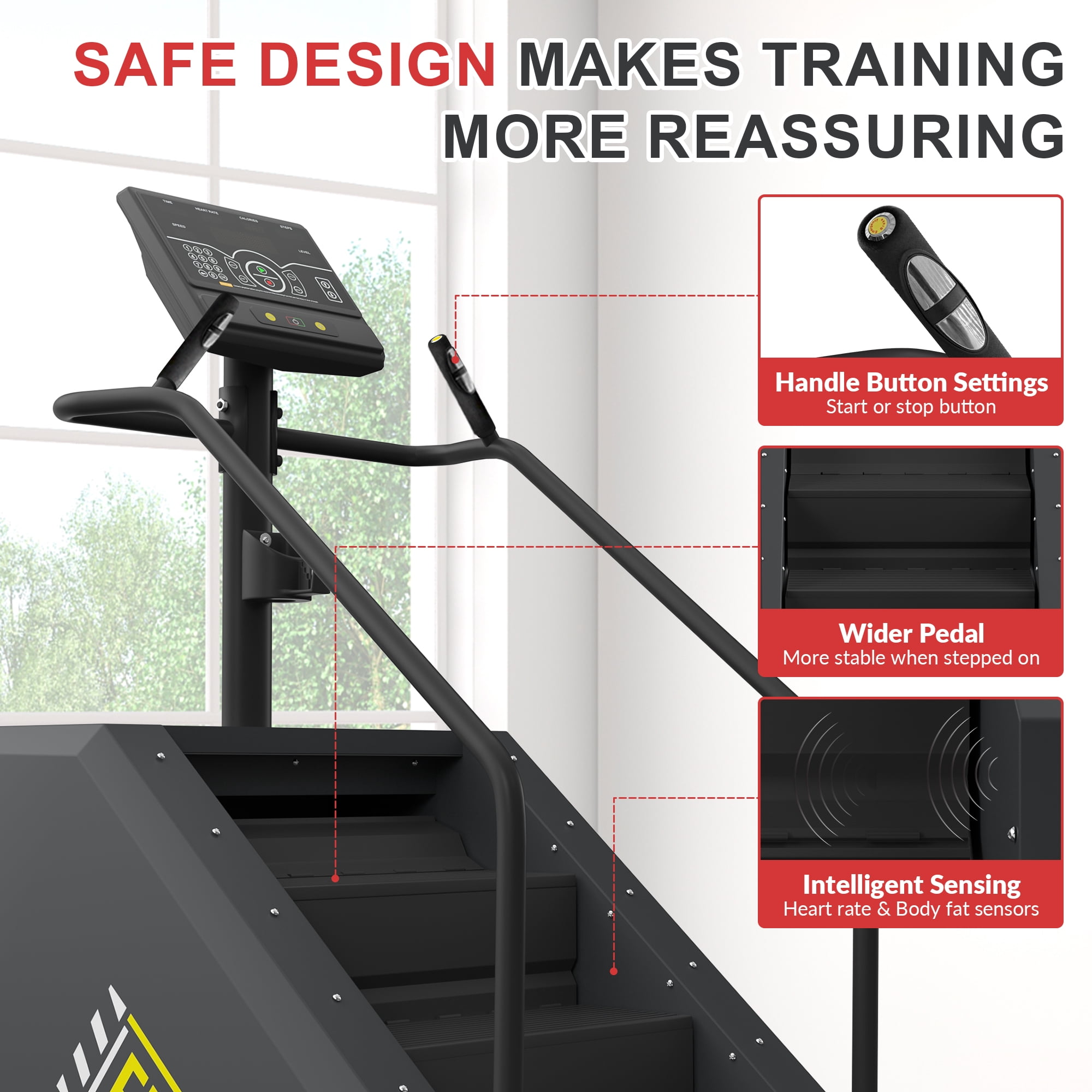 Sprint Demon Continuous Climbing Stair Stepper Machine, Cardio Workout Equipment，Adjustable Resistance Levels，for Home Gym