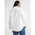 thumbnail image 5 of Sofia Jeans Women's and Women's Plus Sofia Oversized Boyfriend Shirt with Long Sleeves, Sizes XS-4X, 5 of 5