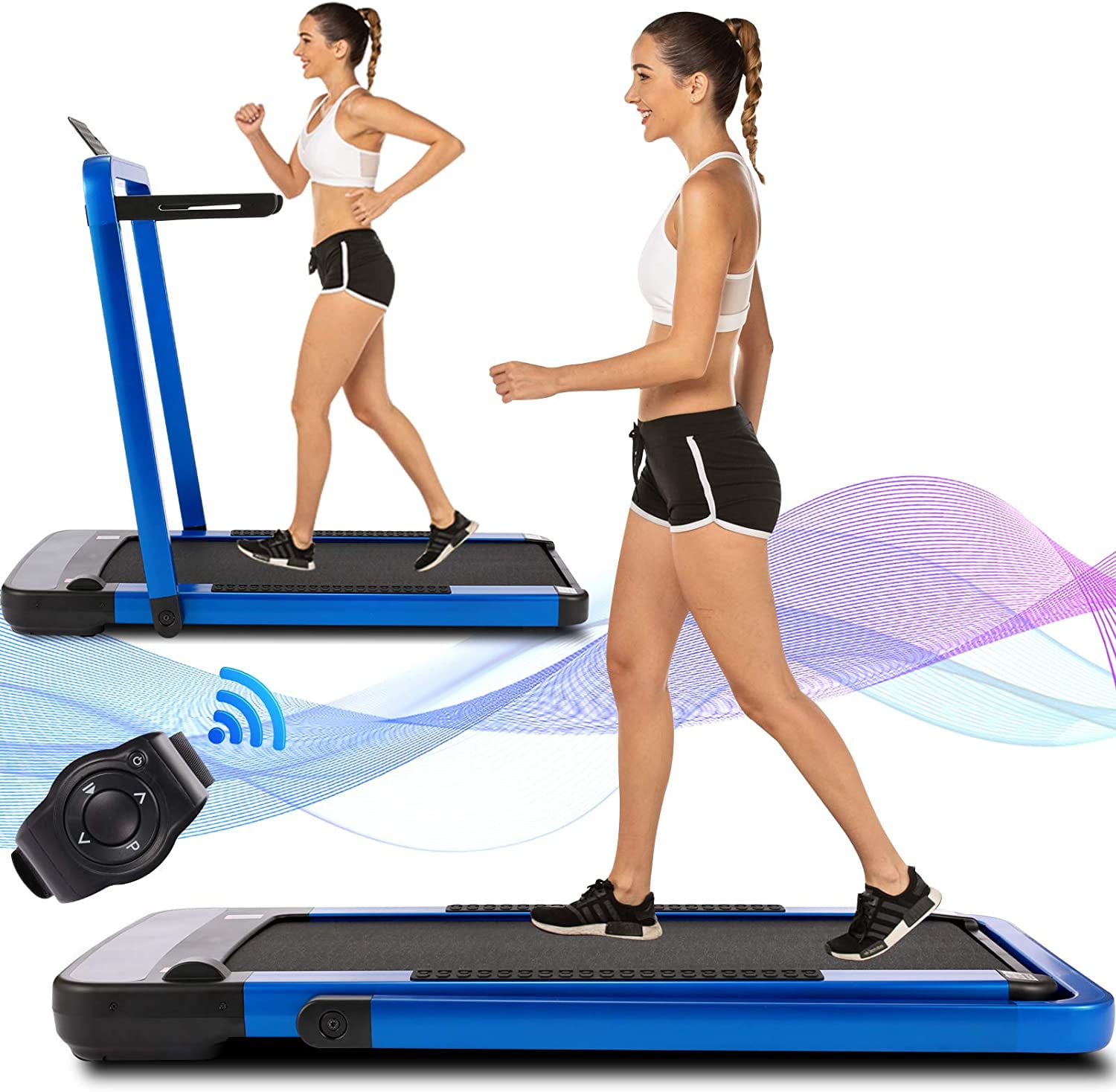 Smart Walking Running Machine with Bluetooth Audio Speakers Bifanuo 2 in 1 Folding Treadmill Installation-Free，Under Desk Treadmill for Home/Office Gym Cardio Fitness