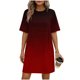 thumbnail image 1 of Mujeres Manga Corta Tops Impresión Casual Cuello Redondo Vendaje Vestido Falda de las Señoras, Vestido de Manga Corta para las Mujeres Primavera Verano Uso Diario, 1 of 6