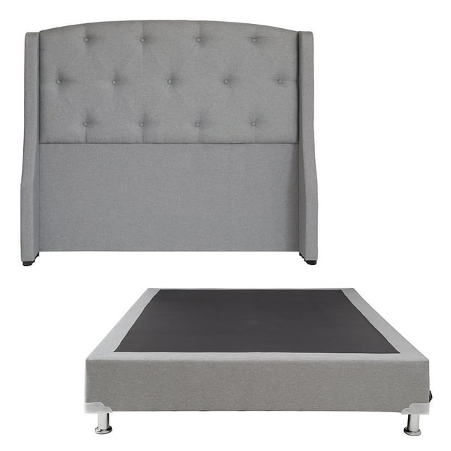 Box Base Cama Individual + Cabecera Zefyr Gris Dicasa Quantum