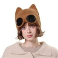 thumbnail image 2 of Men's & Women's Knit Hat with Attached Sunglasses - Sporty Fleece-Lined One-Piece for Skiing or Sunny Winter Days ,Adding a Stylish Touch To Your Winter Outfits Light Brown, 2 of 4