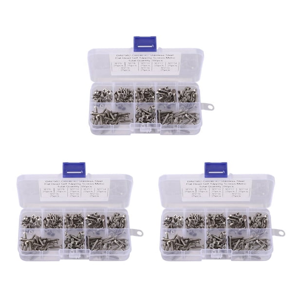600 Pcs M3 Kits de Tornillos de Cabeza Plana de Acero Inoxidable Juego