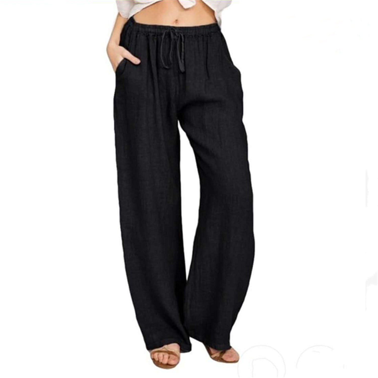 Womens Pajama Comfy Stretch Wide Leg Lounge Pants Cat Print Drawstring Palazzo Pants Yoga Long Trousers