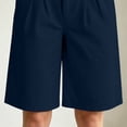 thumbnail image 7 of Cagogo Women's Straight Leg Bermuda Shorts Mid Rise Pockets Solid Casual Summer Regular Fit Cropped Pants Lounge Beach Travel Trousers, Navy S, 7 of 7
