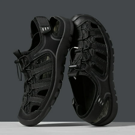 

Men s Comfy Non Slip Durable Solid Colour Breathable Sandals Hook & Loop Fastener Beach Water Shoes For Men s Outdoor Activities