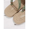 thumbnail image 6 of Women Ribbed Knit Bow Espadrille Open Toe Slide Sandals  Vacation Outdoor Polyester Flat Sandals, 6 of 6