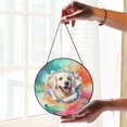 thumbnail image 2 of Funny Watercolor Adorable Golden Retriever Peeking Through Torn Paper Effect Stained Glass Suncatcher Goldens Dog Lover Gifts Idea Window Hanging Sign Decor - 00026, 2 of 5