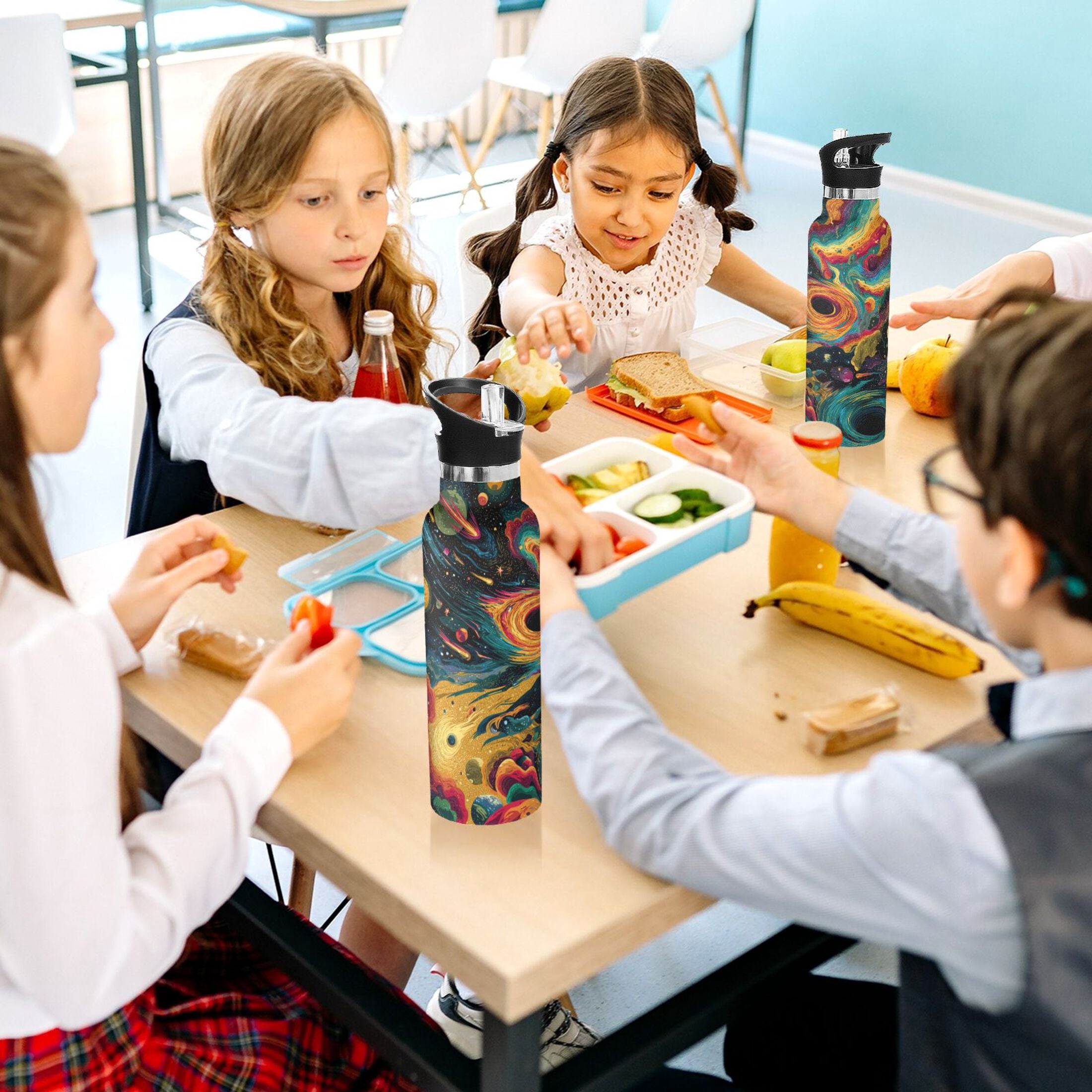 Kids Insulated Stainless Steel Sports Water Bottle 600ml (20oz) Swirling Galaxy
