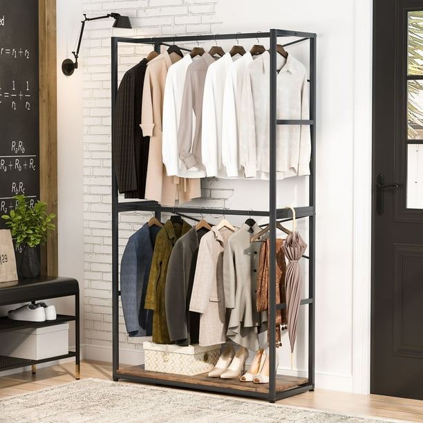 Tribesigns FreeStanding Closet Organizer, Rustic Heavy Duty Clothes