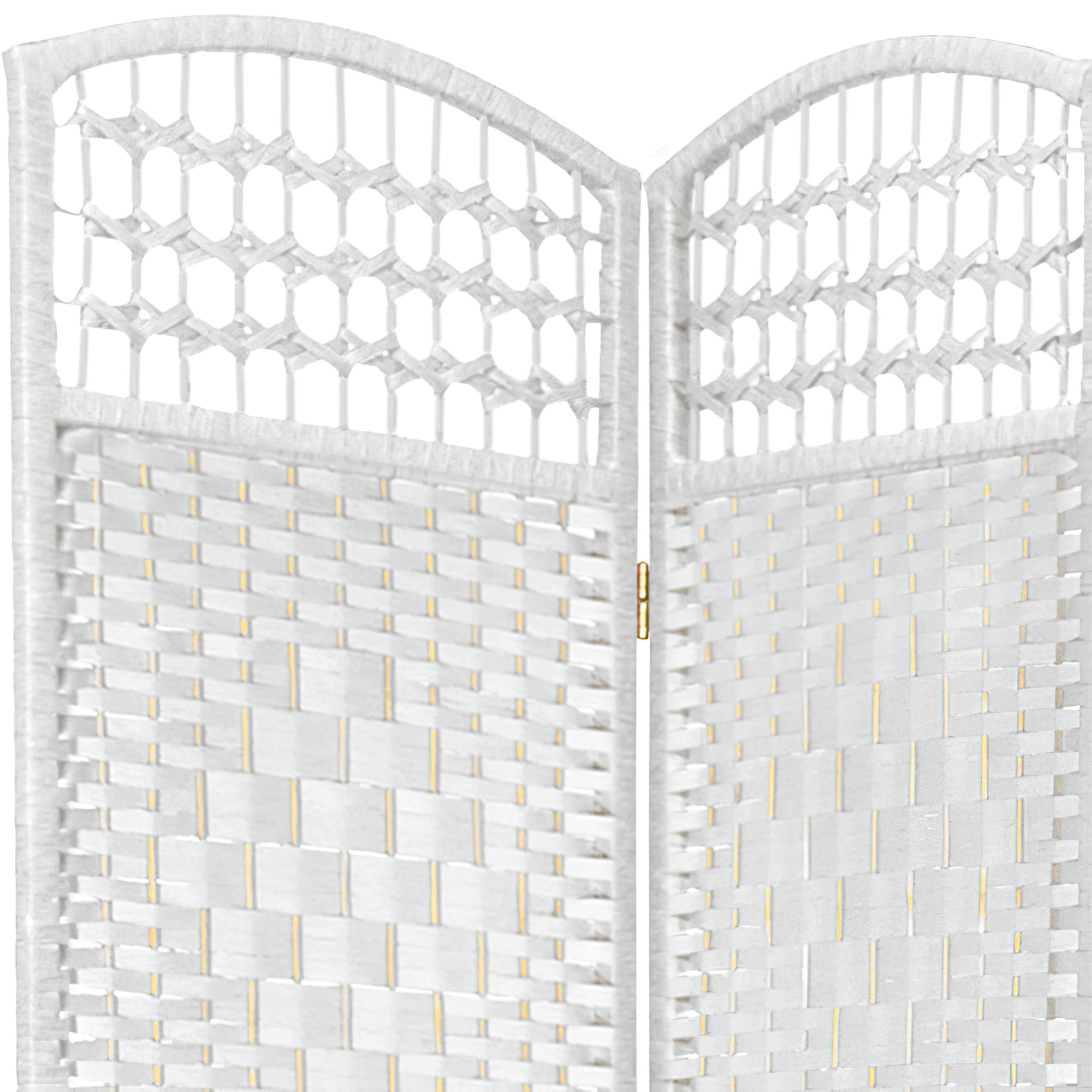 Oriental Furniture 5 1/2 ft. Tall Fiber Weave Room Divider - White - 6 Panel - image 3 of 3