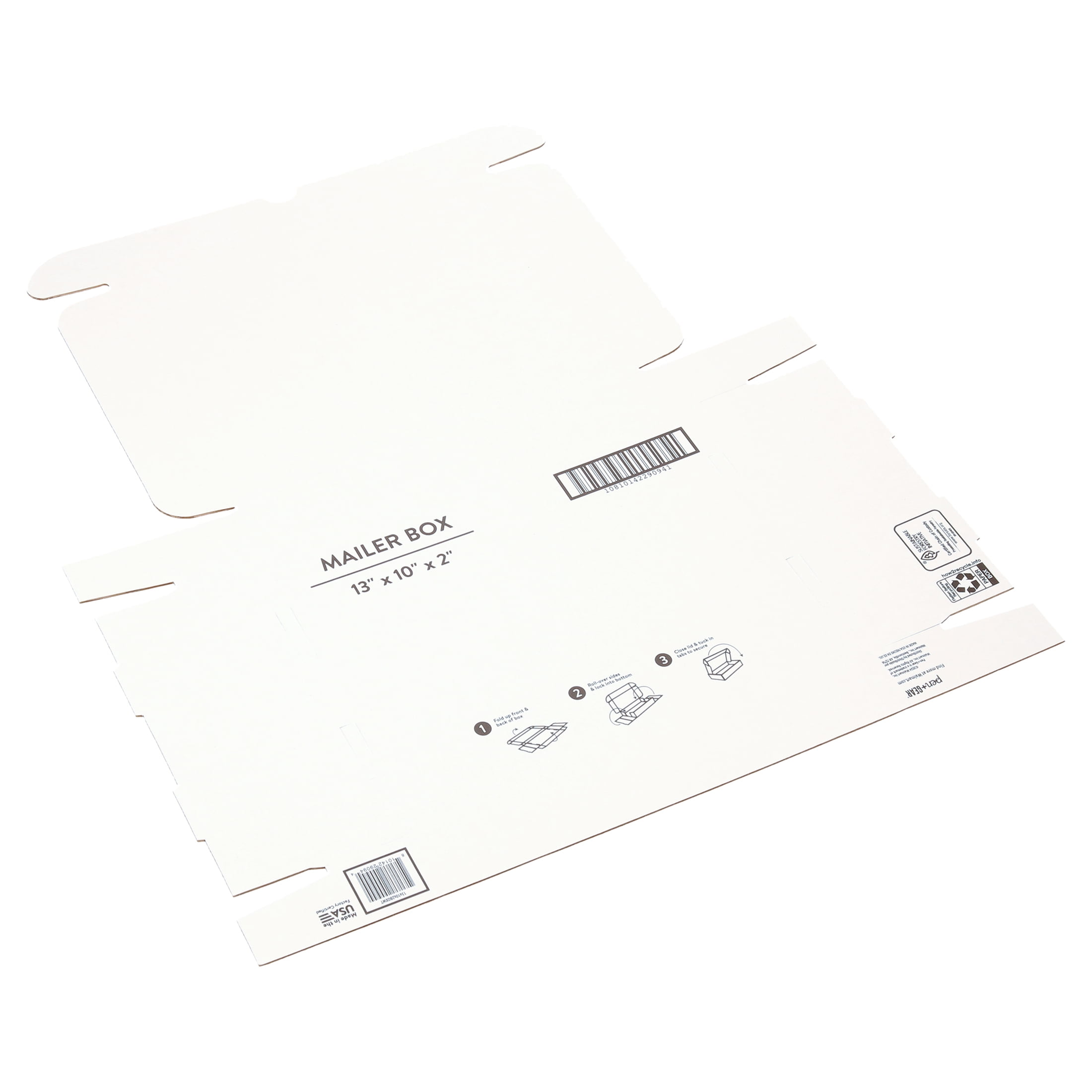 (5 pack) Pen+Gear Tuck-Top Shipping Box, 13 in. L x 10 in. W x 2 in. H, White, 1-Count
