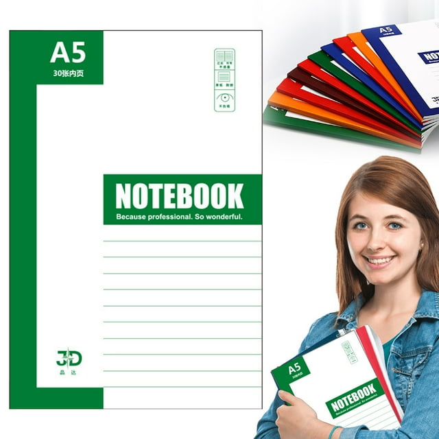 Blekii Wide Ruled Composition Notebook – 1 Pack, 30/40 Sheets, A5 Size for School & Work A5 simple notepad green A5-30 sheets