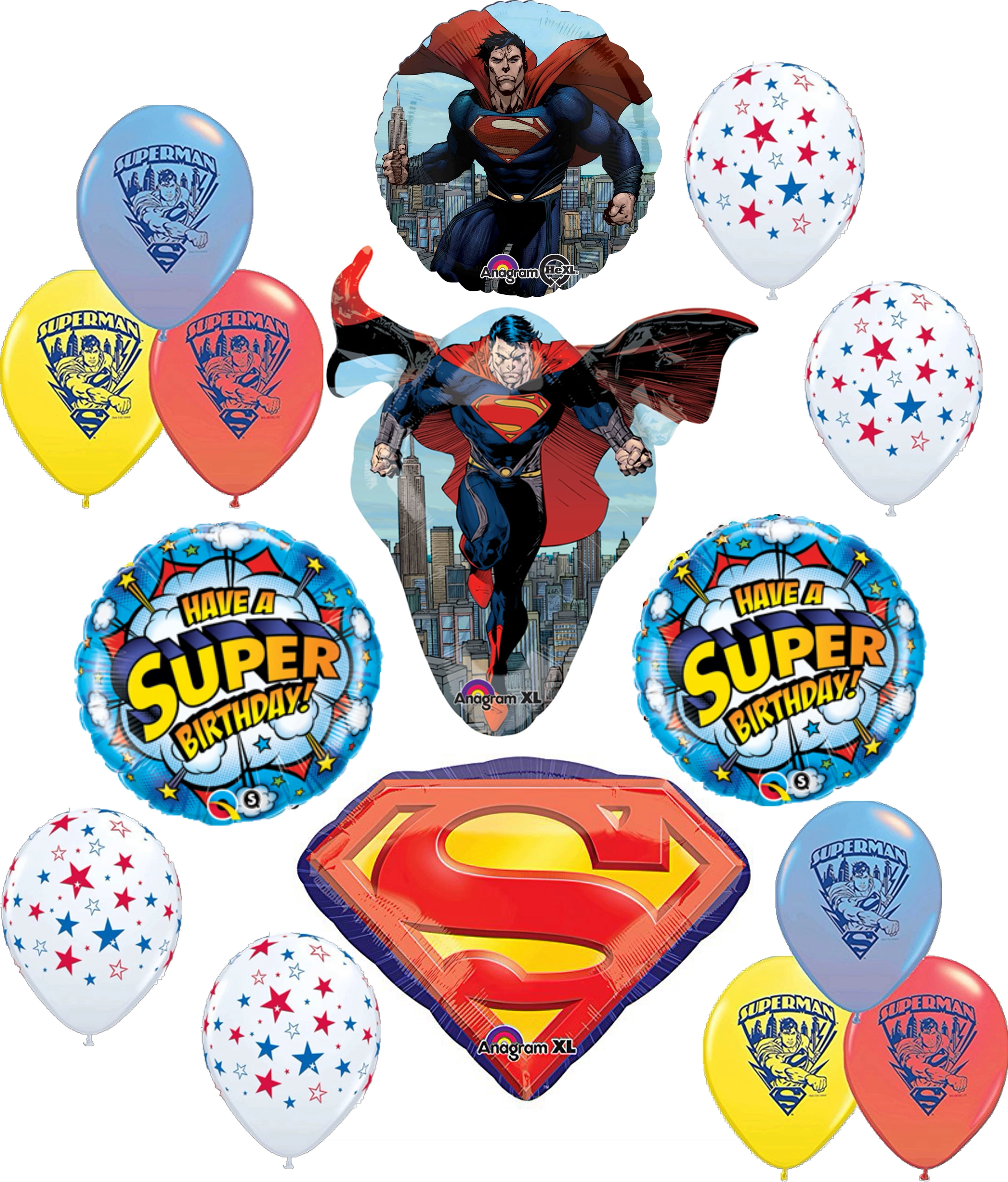 Superman 10pc Happy birthday party balloon supplies and decorations 
