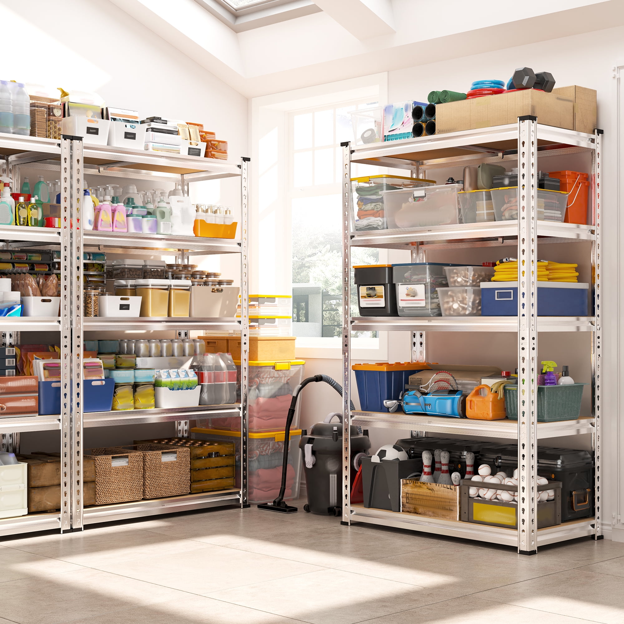 REIBII 5 Tier Storage Shelves 2020LBS Garage Shelving Units Heavy Duty Adjustable Shelf for Warehouse Pantry Closet,28"Lx12"Wx 59.8"H,Galvanized