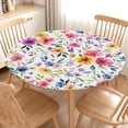 thumbnail image 2 of Spring Summer Floral Round Fitted Tablecloth with Elastic Watercolor Flower Outdoor Circle Table Cloth for 40-44" Tables Colorful Stretch Waterproof Washable Table Cover for Picnic Dining Party Decor, 2 of 8