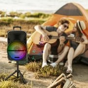 RIDWIND 3000W Portable Bluetooth Speaker Indoor/Outdoor Loud 12 Subwoofer Heavy Bass Sound System With Party Lights Digital Display FM/AUX/MP3/USB/TF Tripod Stand Handle Wheels Microphone Remote