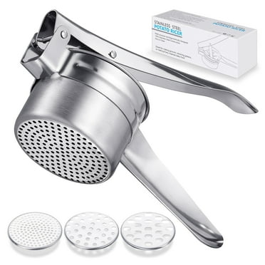 BUSATIA Large Potato Ricer Stainless Steel, Potato Masher Stronger, with Longer Leverage Handles,3 Interchangeable Discs, Ricer Kitchen Tool-Mashed Potatoes, Masher for Fruits, Vegetables, Baby Food