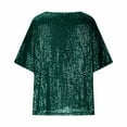 thumbnail image 5 of Inleife Women's Sparkly Sequin Tops Short Sleeve Glitter Dressy Blouses Round Neck Club Ruffle Party Tops, 5 of 6