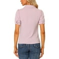 thumbnail image 3 of INSPIRE CHIC Women's Collared Top Peter Pan Collar Short Sleeve Button Front Shirts XS Pink, 3 of 7