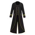 thumbnail image 7 of Pirate Magician Halloween Cosplay Robe, Gold Trim Victorian Long Tail Coat,Double Layer Steampunk Formal Tailcoat for Halloween Noble Pirate Magician Cosplay,Medieval Vintage Stage Costume, Black XXL, 7 of 7