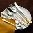thumbnail image 6 of HOMEHUT 40-Pieces Flatware Set - Gold Cutlery Set Service for 8 People, 18/10 Premium Stainless Steel Silverware Cutlery, 24 Karat Gold-plated, 538G, 6 of 9