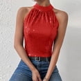 thumbnail image 4 of Kukoosong Women's Dressy Mock Neck Sleeveless Sequin Blouse Solid Color Tops for Casual Party and Daily Wear Women Sleeveless Tank Tops, 4 of 7