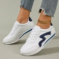 thumbnail image 2 of Women's Fashion Sneakers Classic Retro Color Block Antislip Walking Shoes Trainers Skate Shoes Casual Low Top Tennis Shoes Blue Size 9, 2 of 5