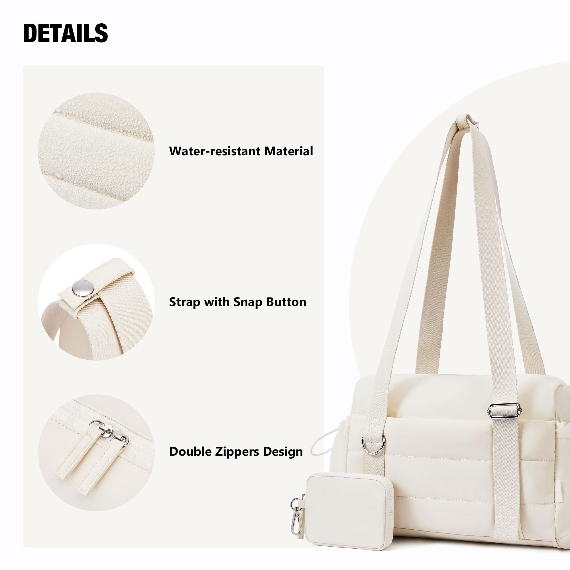 XINLANER Mini Gym Bag for Women, Small Gym Tote Bag Puffy Quilted Sports Duffel Bag with Wet Compartment and Coin Purse Duffel Bags Dance Yoga Workout Bag