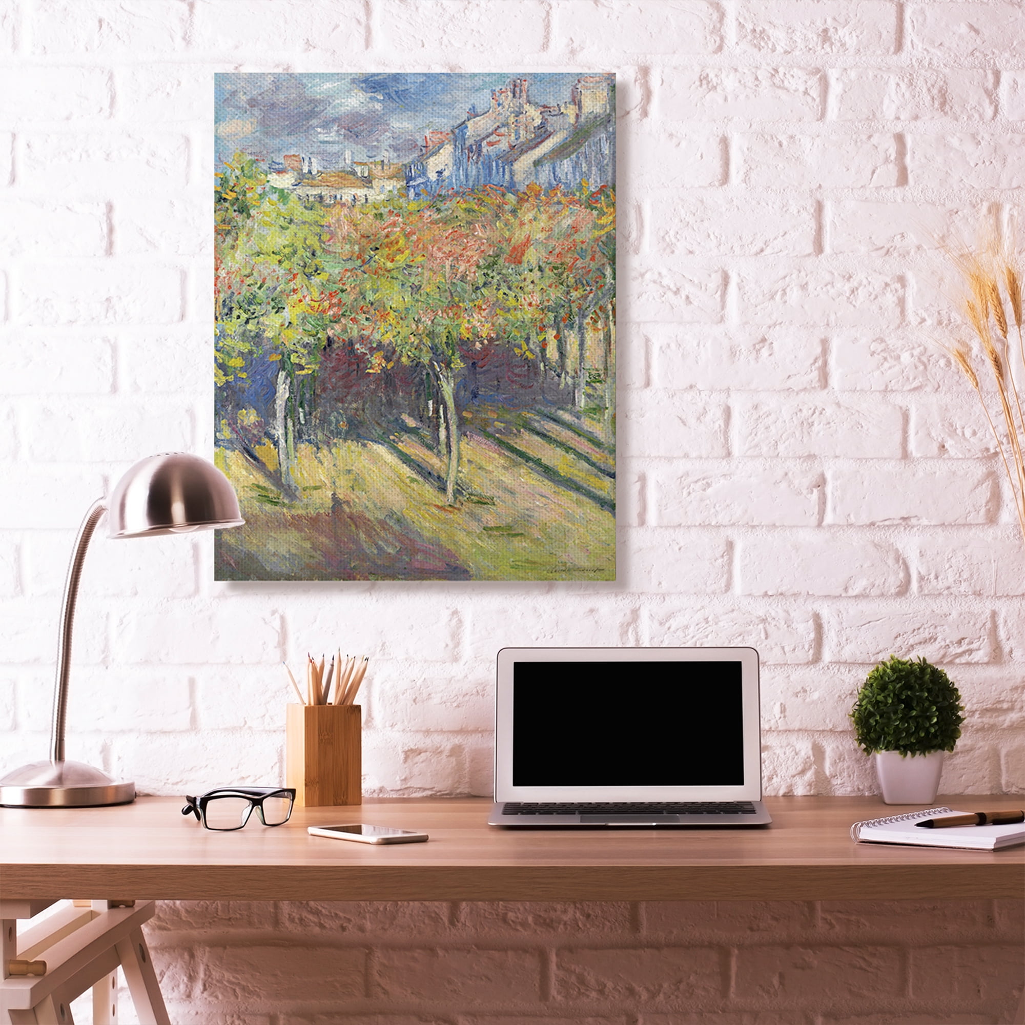 Stupell Home Décor City Orchard Green Blue Classic Painting Canvas Wall Art by Claude Monet