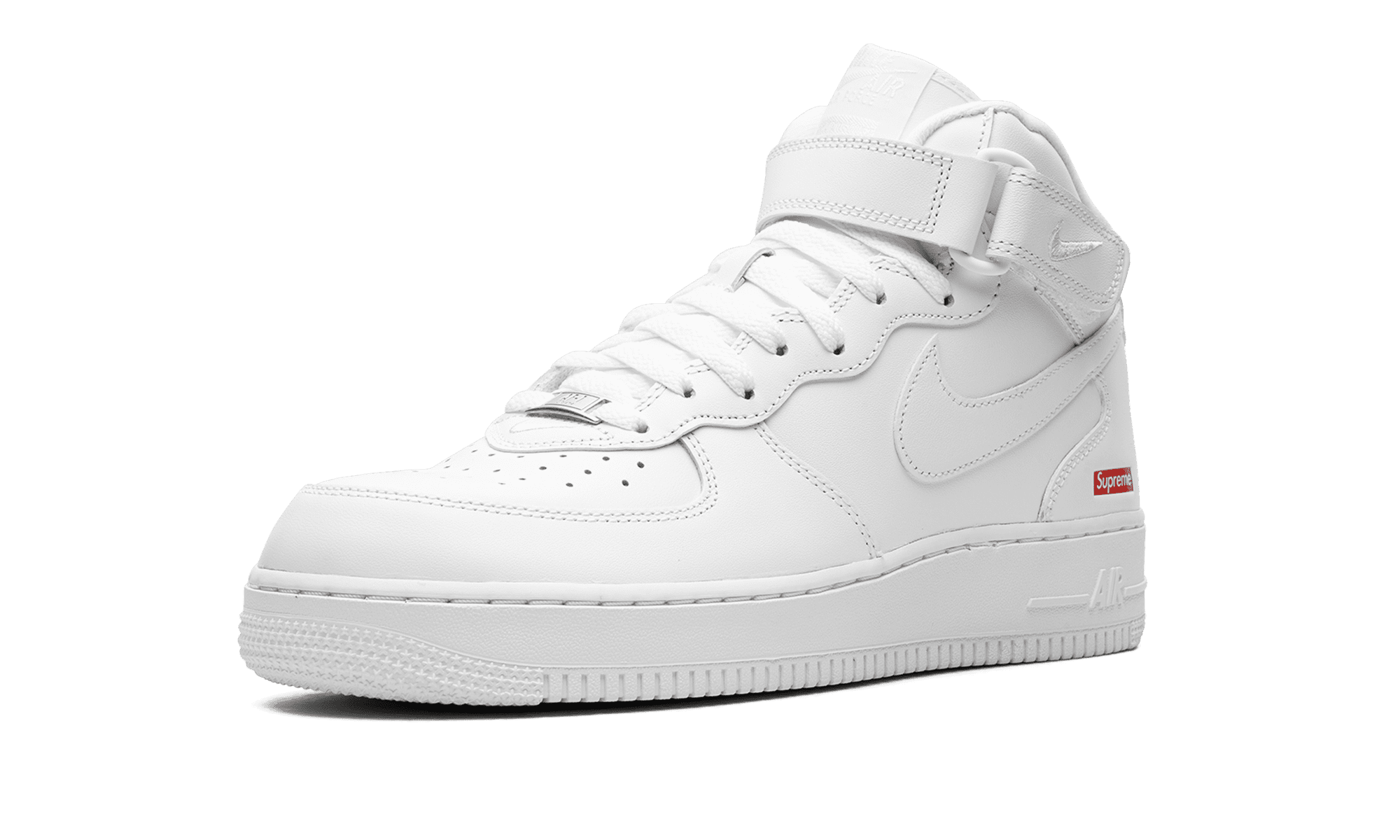 NIKE MENS Air Force 1 Mid "Supreme - Mini Box Logo White" FZ8784 100 from Stadium Goods