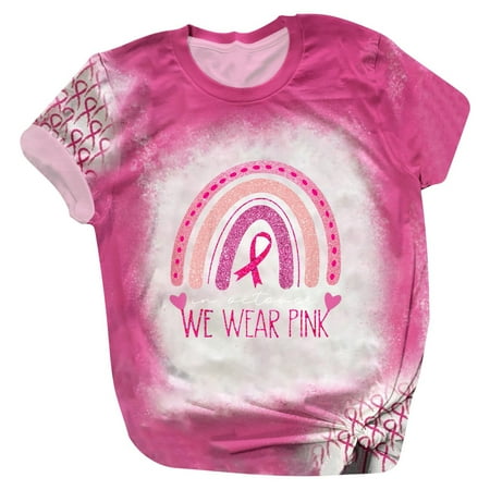 

Bospose Girls O-Neck Shirt Short Sleeve Shirt Girl Pink Bustier Top Women S Fashion Print T-Shirt Blouse Casual Tops Lady Breast Cancer Element T-Shirt Top Xl