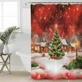 thumbnail image 5 of Christmas Shower Curtain, 72" x 72", Red View Christmas Tree Hut Light Golden Snowflakes Waterproof Bathroom Curtain Washable Shower Curtain Set with 12 Hooks, 5 of 6