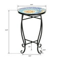 thumbnail image 4 of BAYUELSWU Outdoor Side Table Mosaic Round Tile Top Indoor and Outdoor Accent Table, Metal Frame Small End Tables for Living Room, Bedroom, Yard, Garden, Porch (Blue Hawaii Sun), 4 of 6