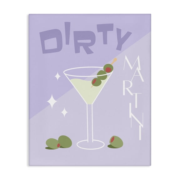 Stupell Industries Dirty Martini Typography Food & Beverage Painting Wrapped Canvas Art Print Wall Art, 16 x 20