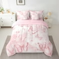 thumbnail image 2 of jejeloiu Kawaii Butterfly 7-Piece Twin Bedding Sets,Girls Pink Bedding Comforter Set,Fairy Tale Theme Sheet Sets For Girls Teens,Ultra Soft Home Decor Reversible, 2 of 8