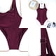 thumbnail image 3 of Trajes de baño de una pieza con realce y acolchado vintage para mujer Trajes de baño con control de barriga Trajes de baño de talla grande (clarete) MFZFUKR BST3003547-1, 3 of 5