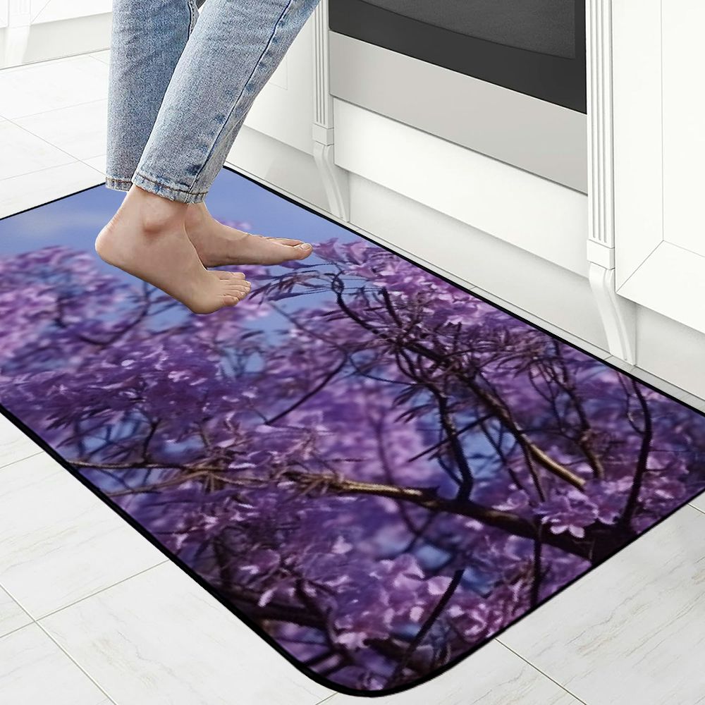 Qinduosi Decorative Door Mat, Door Mat with Non-Slip Rubber Backing, Cleaning, Traps Dirt, for Entry, Patio, Garage - Nature Purple Jacaranda Tree Flowers 19.68*47.24 in