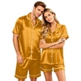 thumbnail image 2 of Resicozy Couple Matching Pajamas Sets Short Sleeve Button Down Pjs Sleepwear 2 Piece Lounge Sets Orange XL, 2 of 8