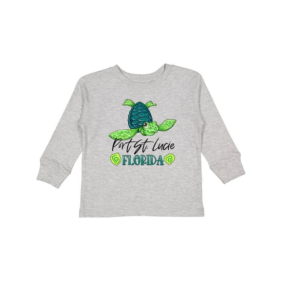 Inktastic Port St. Lucie, Florida Happy Sea Turtle Boys or Girls Long Sleeve Toddler T-Shirt