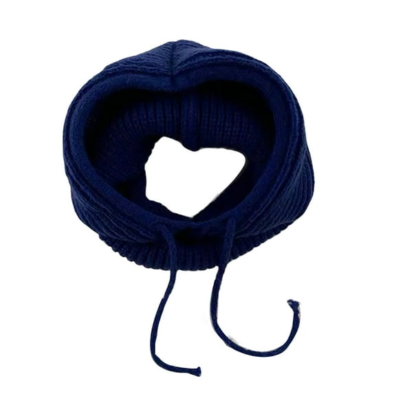 Visland Wool Knitted Hat Ultra Soft Drawstring Keep Face Warmer Unisex Funny Knitted Hooded Neck Collar Hat Women Clothing