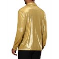 thumbnail image 3 of INSPIRE CHIC 70s Disco Shirts for Men's Long Sleeves Button Down Party Costume Metallic Shirt 2XL Golden, 3 of 6
