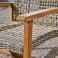 thumbnail image 4 of Arjun Outdoor 5 Piece Acacia Wood and Wicker Chat Set with Fire Pit and Tank Holder, Natural, Gray, Brown, 4 of 9