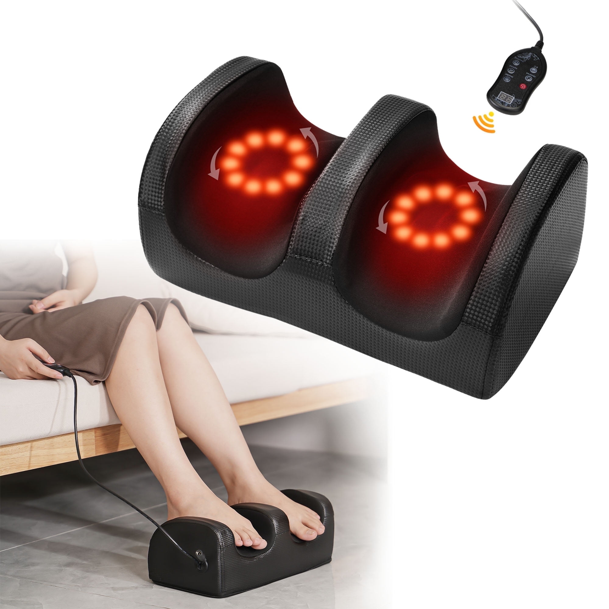 costway shiatsu kneading rolling vibration heating foot calf leg massager Costway Shiatsu Kneading Rolling Vibration Heating Foot Calf Leg Massager Red