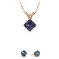 thumbnail image 2 of Paris Jewelry 18K Rose Gold 3ct Alexandrite Square 18 Inch Necklace and Round Earrings Set Plated, 2 of 2